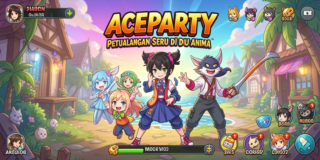 Tangkapan layar menampilkan aksi seru dalam permainan ACEPARTY yang penuh warna.