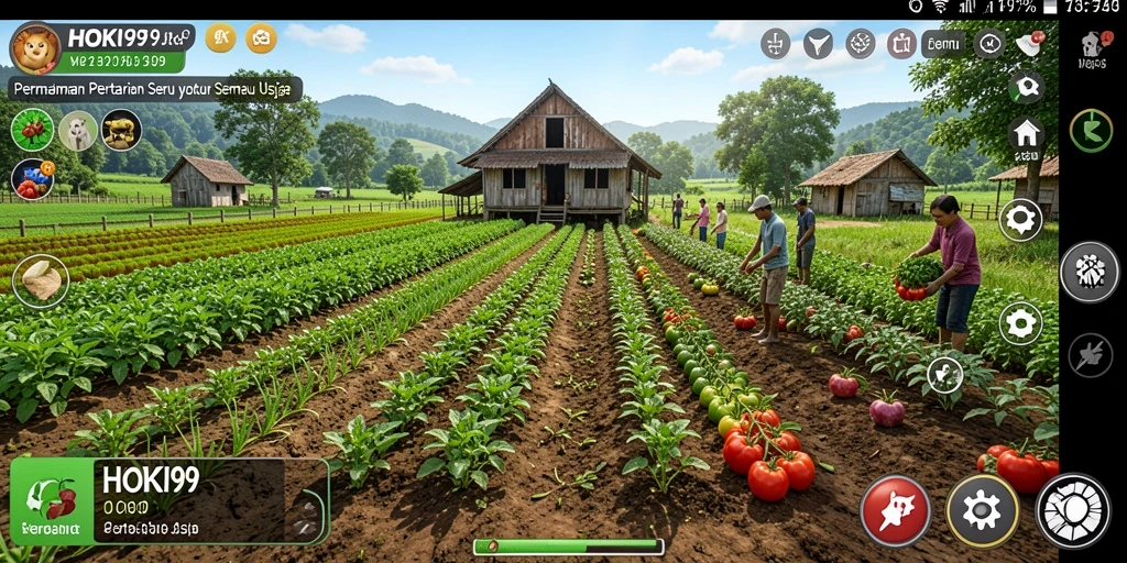 Screenshot gameplay HOKI99 dengan pemandangan ladang yang indah.