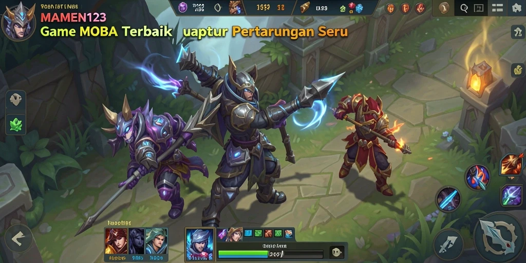Screenshot aksi seru dalam MAMEN123 yang menampilkan pertarungan karakter.