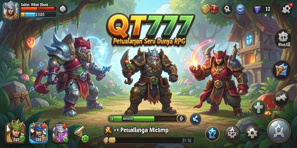 Screenshot gameplay QT777 menampilkan pertarungan epik dan karakter yang kuat.