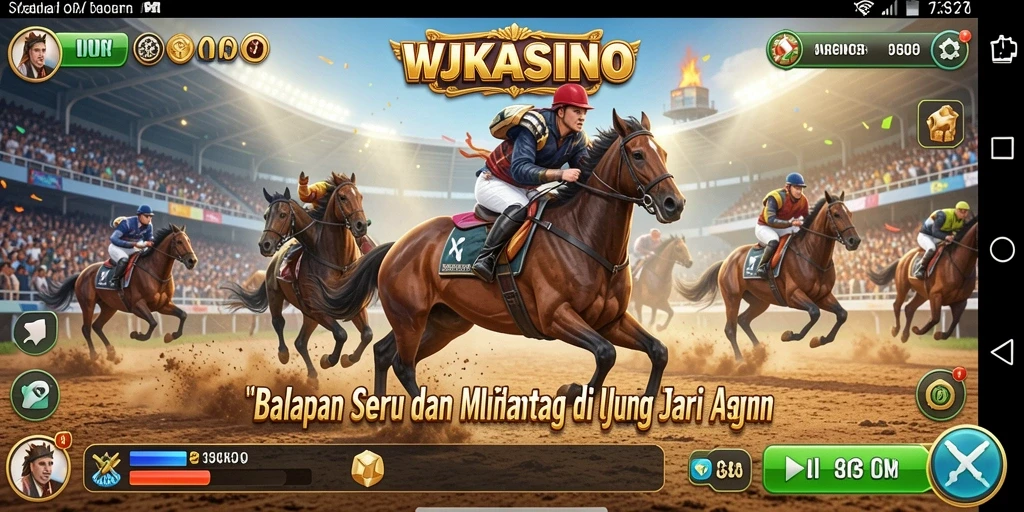 Screenshot gameplay WJKASINO menampilkan aksi balapan yang mendebarkan.